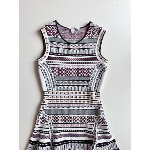 NWOT DVF DIANE VON FURSTENBERG Eleanor Jacquard Knit Fit & Flare Dress, Size M - Picture 4 of 16